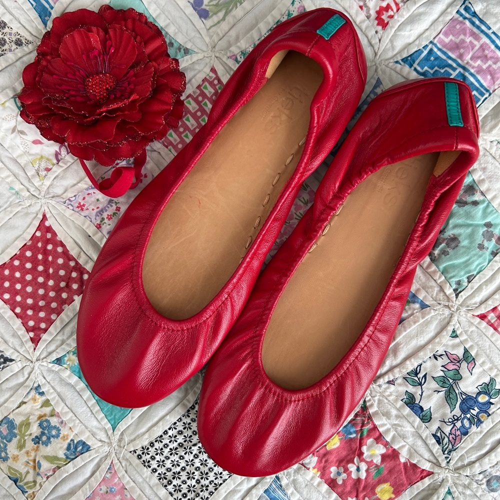 Tieks True Love Red size 8 leather ballet flats
